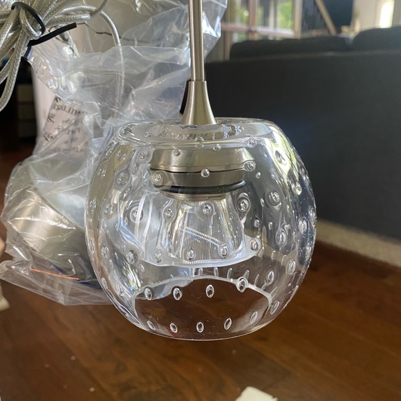 NEW PENDANT HOME LED Dimmable Mini Pendant w/ Smoked Glass Silver Cal Lighting - Picture 4 of 7